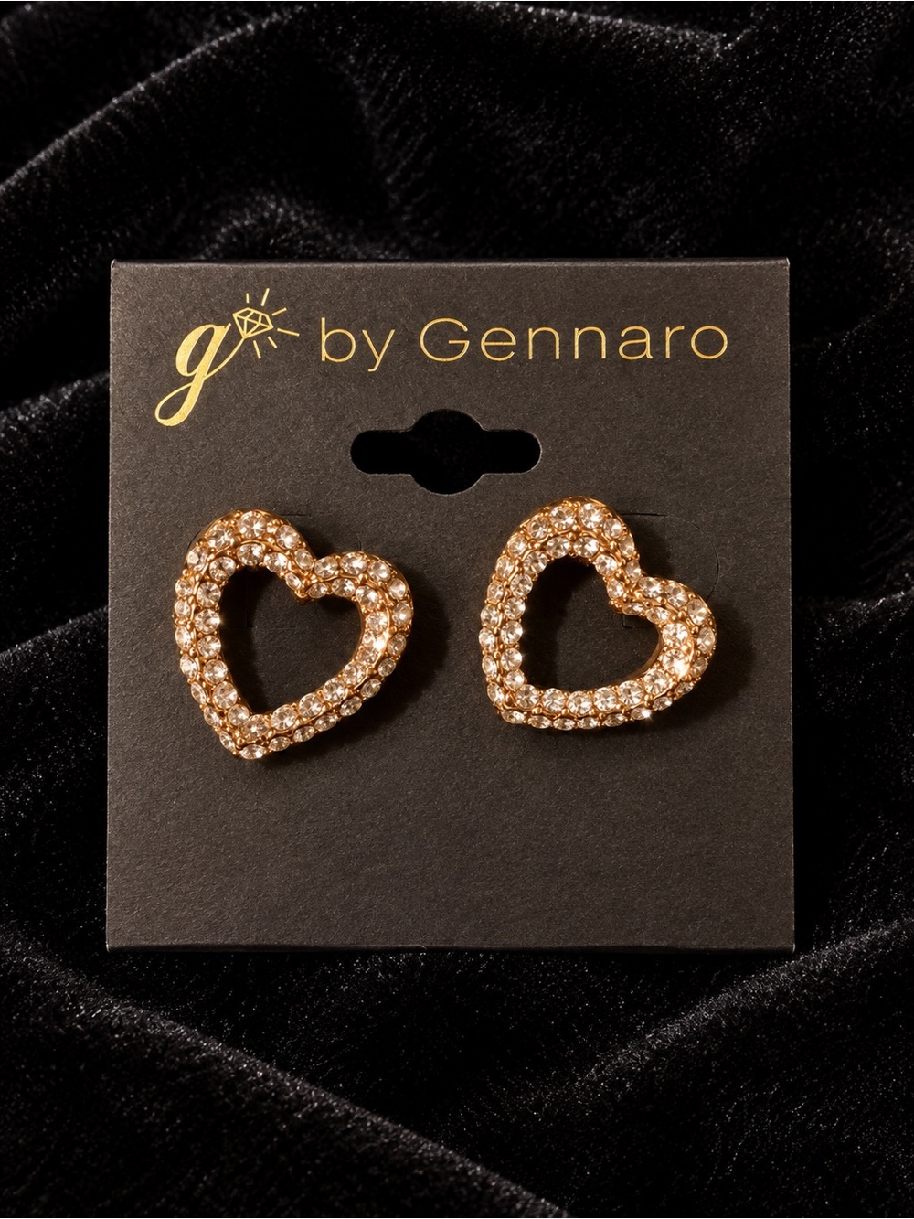 G by Gennaro Gold Crystal Heart Stud Earrings